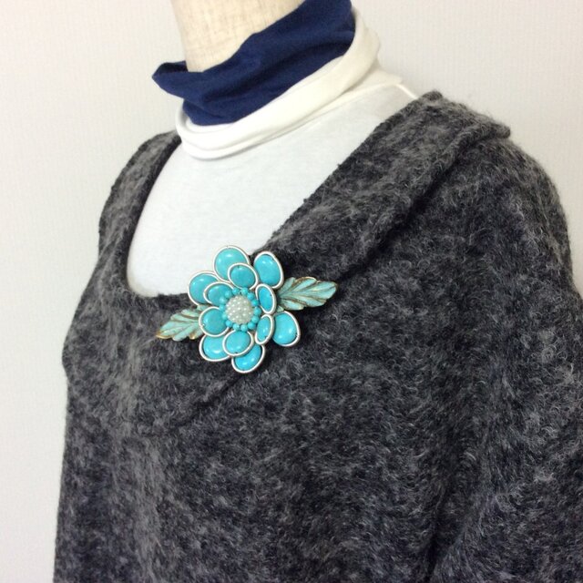 襟とミニ袖付きのゆったりチュニック  チャコールグレー