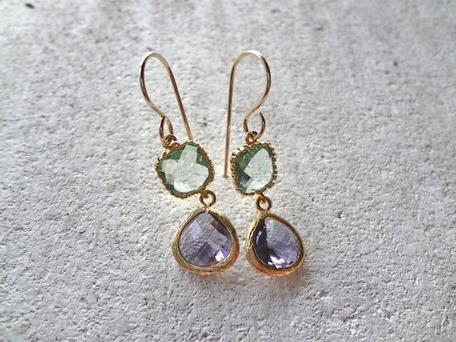 Tanzanite and Erinite 14kgfピアスの画像1枚目