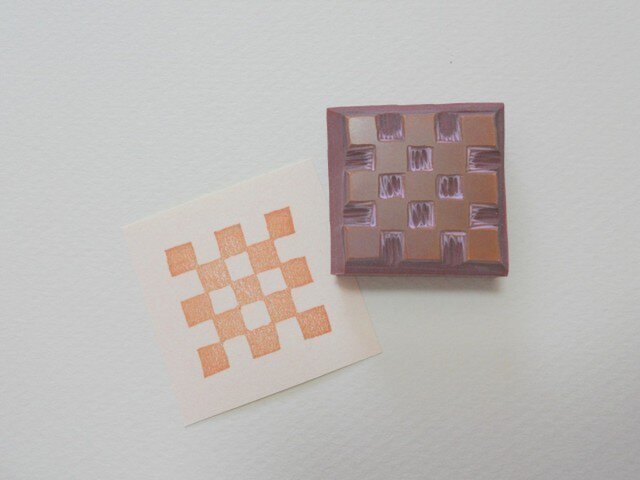 消しゴムはんこ・和きゅーぶ〈市松〉の画像1枚目