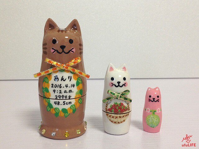 ネコの果物やさん マトリョーシカ (Sサイズ)の画像1枚目