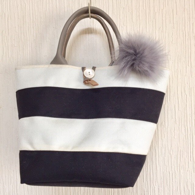 コーデュラナイロンボーダートート黒白