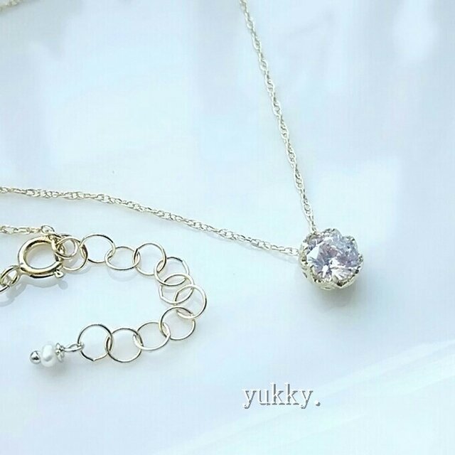 ラウンド＊CZ14Kgfネックレス