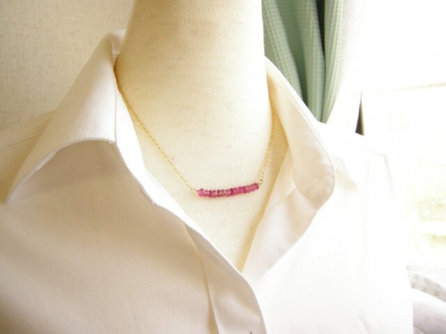 １4Kgf天然石ネックレス　オトナトルマリンステーションとブラックリップ＆ピンク K18PGピンクトルマリンペンダントネックレス 82754