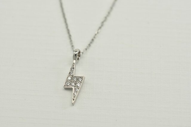 K18WG ダイアモンド0.03ct カミナリ パヴェ ネックレス (CI-N012)