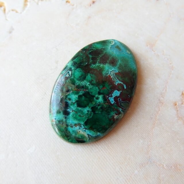 マラカイトクリソコラ・クォーツ　ホメオタシス　30ｍｍ/ ルース・カボション