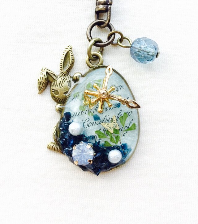 ウサギキーホルダー（蒼の星時計）