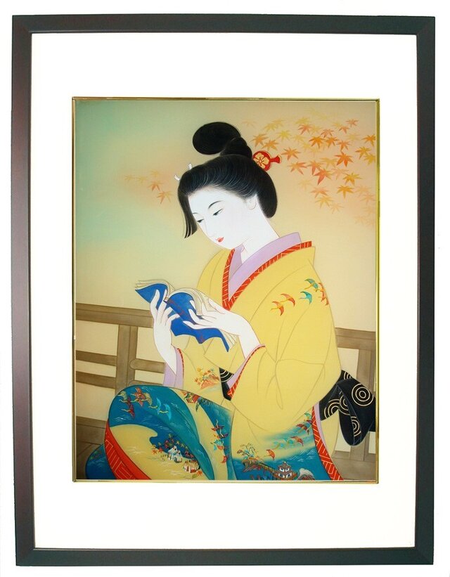 美人画[読書」大全紙版額入りの画像1枚目