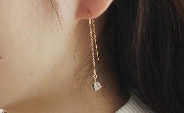 かればら♥4レア大きなNY産ハーキマーダイヤモンドピアス 高品質AAAグレード NY産ハーキマーダイヤモンドのまち針ピアス