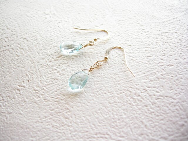 14kgf ブルートパーズ ピアス or 樹脂ノンホールピアス 天然石 | iichi