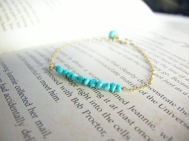 北投石×ターコイズ　14KGF ブレスレット 14kgf ターコイズ ブレスレット 天然石 | iichi 日々の暮らしを