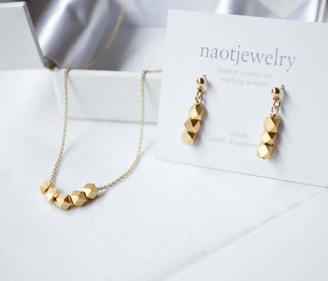 Metal Cut Silver Beads Set(matte gold)の画像1枚目