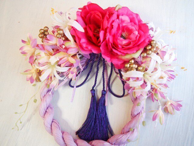 お花が可愛いしめ縄リース・薔薇1626 | iichi 日々の暮らしを