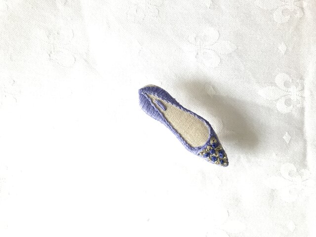 shoe shoe shoe刺繍ブローチNo.52(紫)の画像1枚目