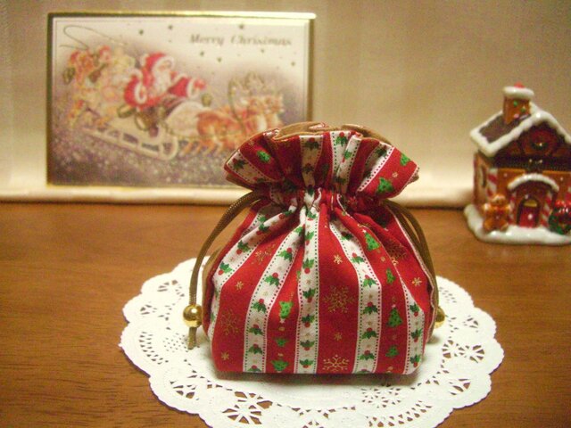 クリスマス・ポーチ☆ストライプ(レッド)の画像1枚目