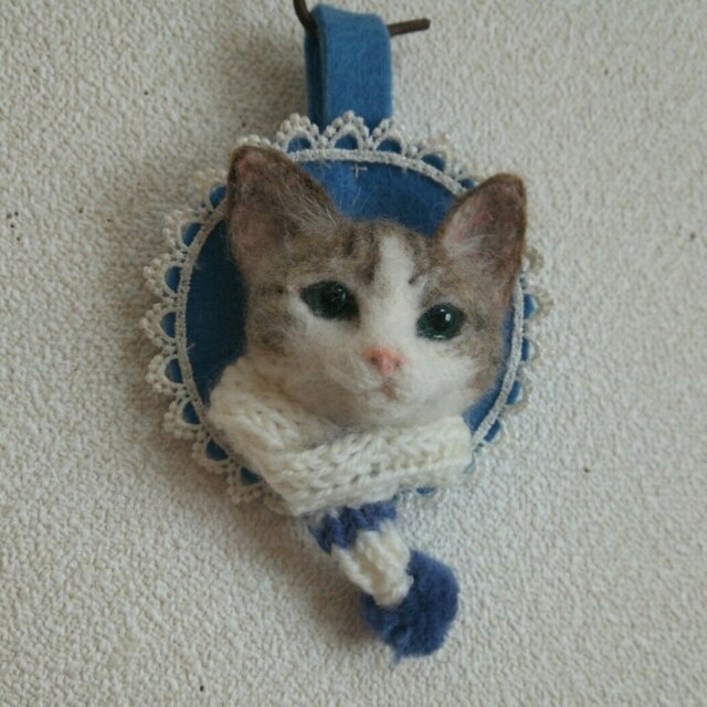 白キジ*マフラー猫のオーナメントの画像1枚目
