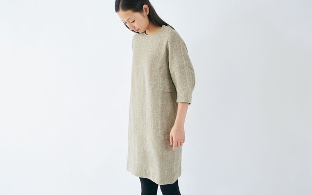 enrica herringbone dress beigeの画像1枚目