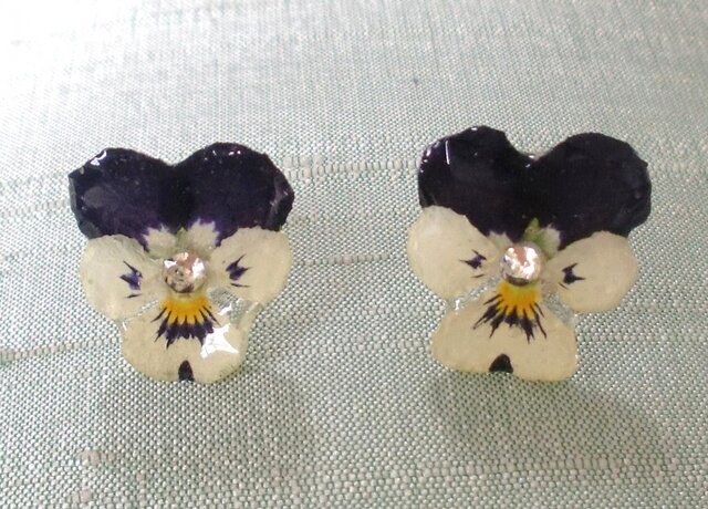 ビオラのお花ピアスの画像1枚目