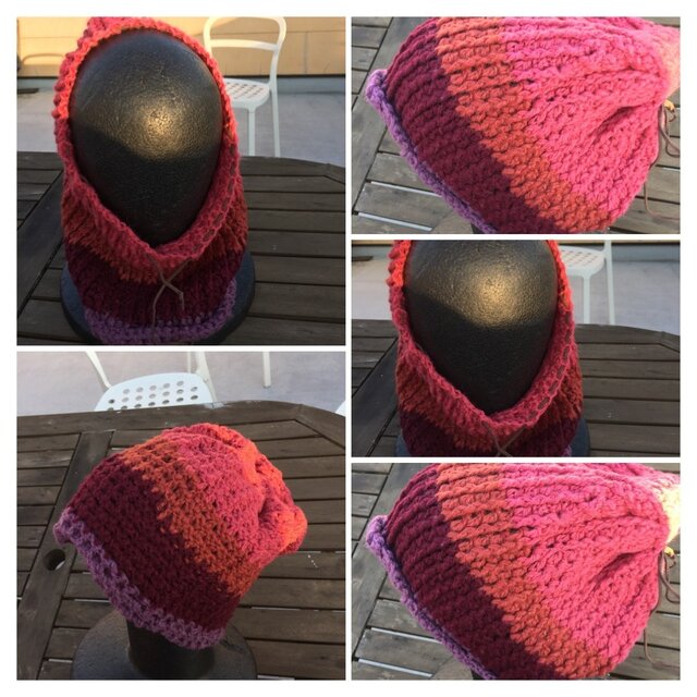 手紡ぎ糸のリバーシブル・カグールキャップ（red)