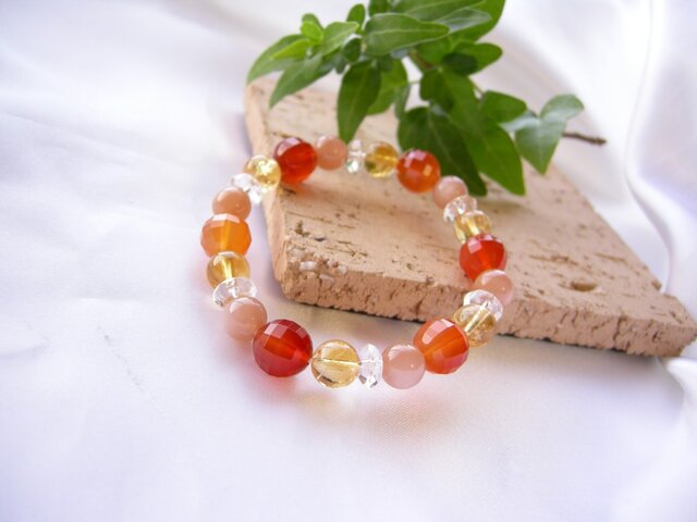 シュシュ ヘアゴム パワーストーンシュシュ カーネリアン×シトリン