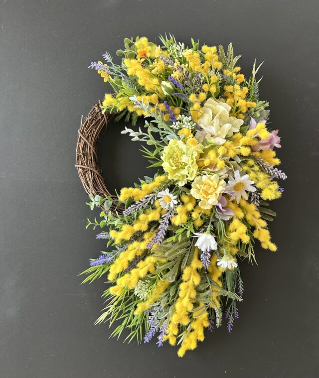ミモザとラベンダーのリース「受注制作」