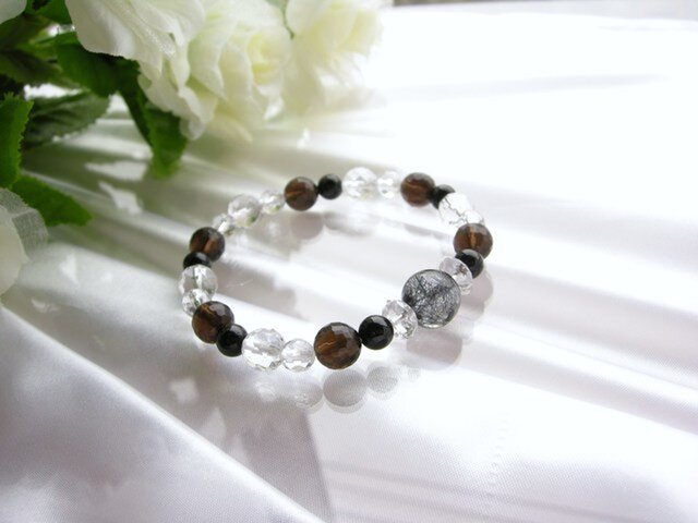 トルマリン、スモーキークォーツブレスレット トルマリン・スモーキークォーツ ブレスレット 10mm ｜ 天然石