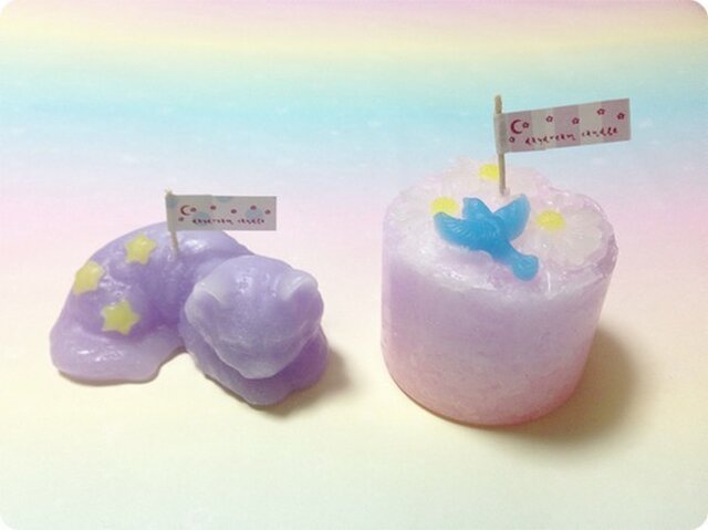 花畑の青い鳥と星猫(キャンドル)の画像1枚目