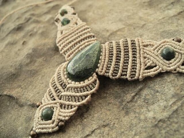 モスアゲート ネックレス *Moss Agate*マクラメの画像1枚目