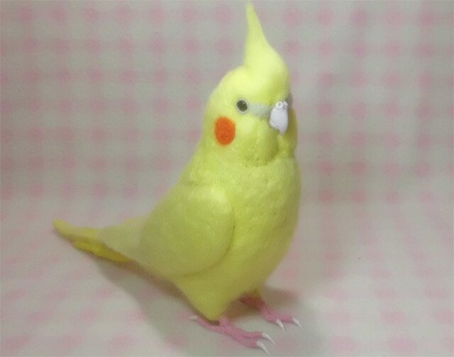 リアル！オカメインコ イエロールチノー 羊毛フェルト 受注製作 ライフサイズ 羊毛インコ 羊毛ぬいぐるみ 工房小鳥屋さん | iichi  日々の暮らしを心地よくするハンドメイドやアンティークのマーケットプレイス