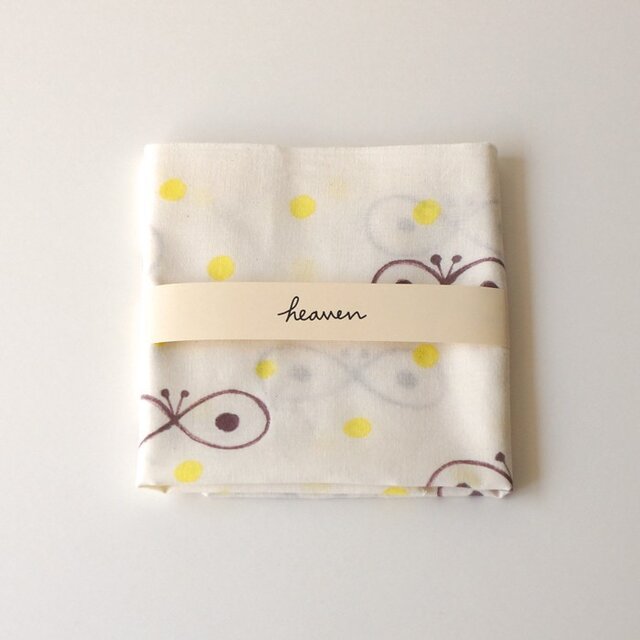 水玉ちょうちょ てぬぐい （イエロー）