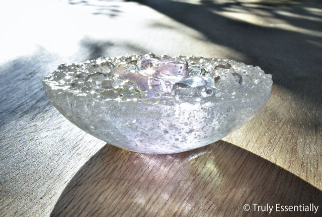 ガラスのアクセサリートレイ -「 KAKERAの光 」 ○ ライラック・9cm