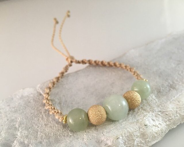 天然翡翠 ブレスレット 18k 米粒　3点SET 可愛い 天然翡翠 ブレスレット 18k 米粒 3点SET 可愛い