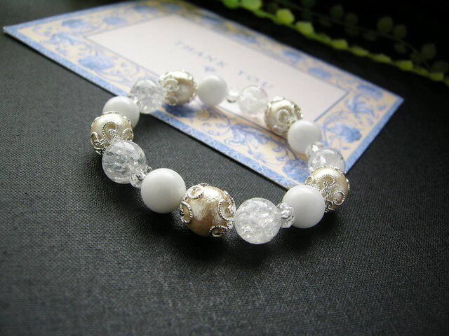 クラック水晶 ＆ ホワイトアゲート ＆ コットンパール