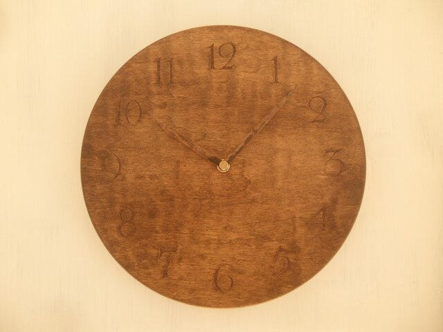 【ララ】時計　手作り　木彫　ハンドメイド シデの木の時計LL（着色仕上） | iichi 日々の暮らしを心地よく