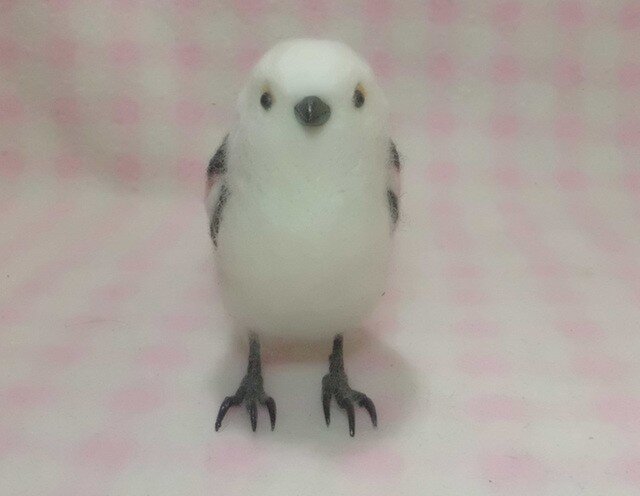 羊毛フェルト ほぼライフサイズ♪ シマエナガ 野鳥シリーズ 羊毛