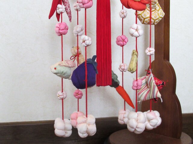 吊るし飾り台 ちりめん細工 ハンドメイド ひな祭り - 雛人形・ひな祭り