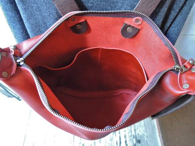 ORZO】神戸 レザー リュック A4ファイル収納可 レッド OR-325 | iichi