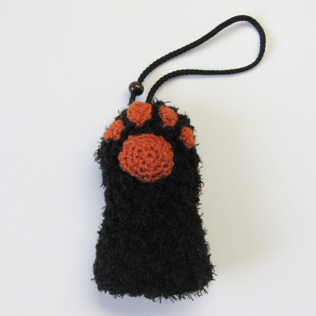 肉球キーケース ブラックxオレンジ