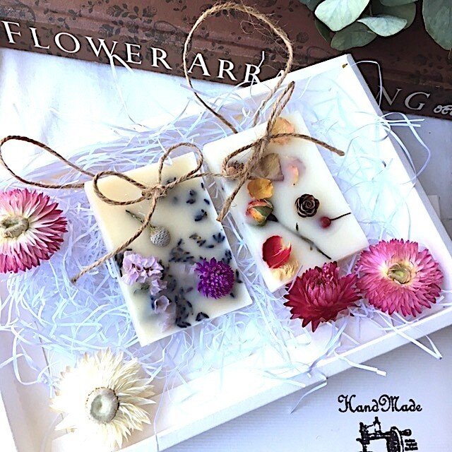 ソイワックスプレート　Lavender & Rose 麻ひものセット　蜜蝋＆ソイ　