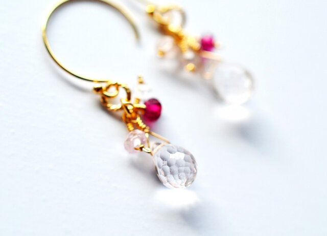 希少*宝石質モルガナイト*ピンクベリル*Crystal Clearピアス【14kgf】の画像1枚目