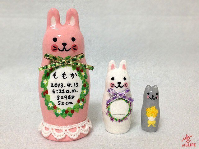 うさぎの花やさん マトリョーシカ (Sサイズ)の画像1枚目