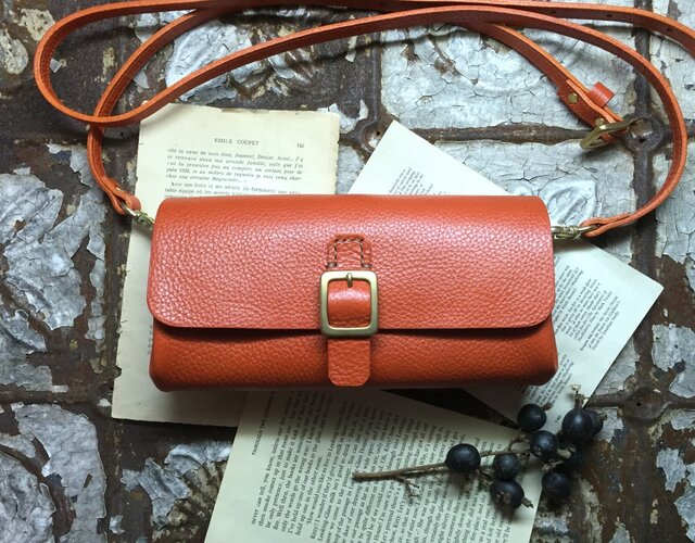 *受注製作*wallet bag(orange)の画像1枚目