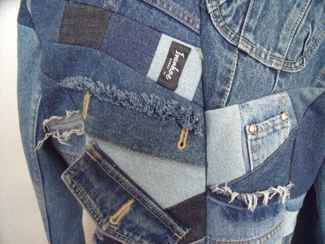 No.1215ハンドメイド★ブランケット2点★デニムリメイク★パッチワーク No.1215ハンドメイド☆ブランケット2点☆デニムリメイク☆パッチ