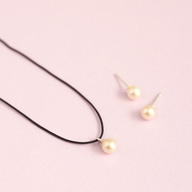 Baby pearl set) 真珠 ネックレス ピアス セット シルバー925の画像1枚目