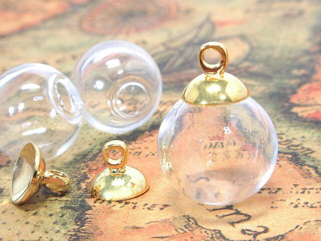 ガラスドーム ゴールド 5個【ガラスボール ガラスチャーム レジン