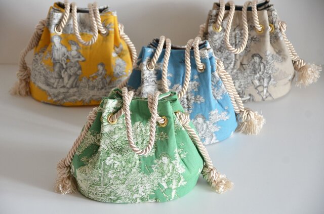 トワルドジュイ　バッグ トワルドジュイ柄 パールハンドバッグ ショルダーバッグ スカーフ付き