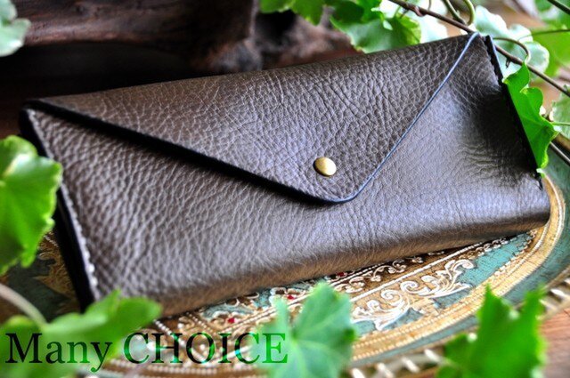 ハーフウォレット　オリーブ　イタリアンレザー　訳アリ品 ハーフウォレット オリーブ イタリアンレザー 訳アリ品