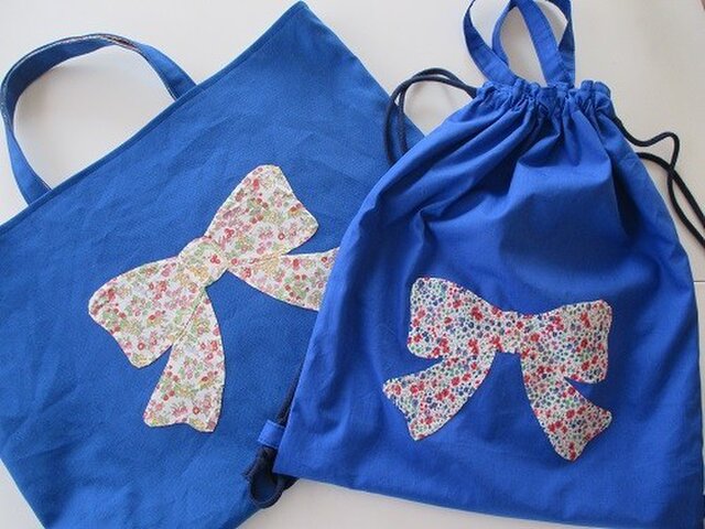 A様オーダー品＊リバティアップリケレッスンバッグ＆持ち手付き