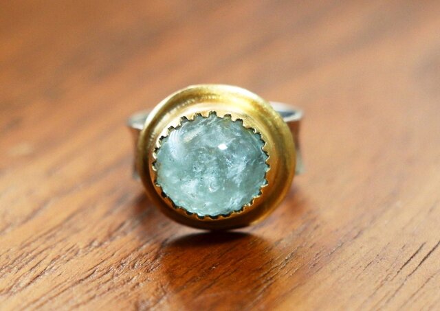 古代スタイル*アクアマリン 指輪*10.5号 スターリングシルバーの画像1枚目