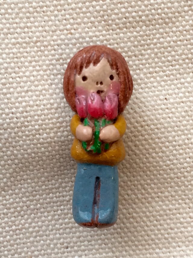 ブローチ【ピンクのチューリップ】の画像1枚目
