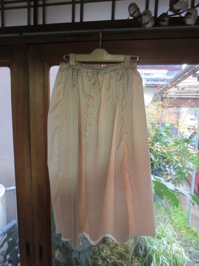 着物リメイク☆麻の葉模様長襦袢でペチコート♪丈はご希望で・・・の画像1枚目